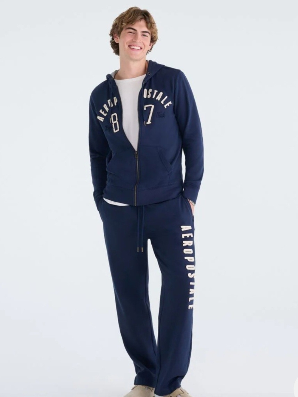 Aeropostale Navy Logo Sweatpants - Mens Lounge Pants